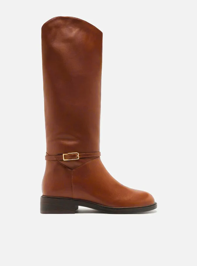 Mckenna Leather Wide Block Boot