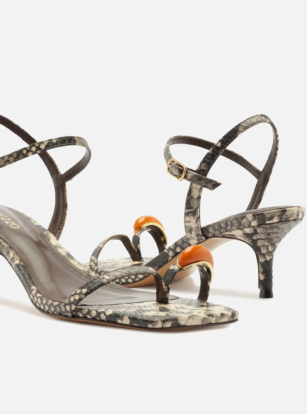 Sofia Mid Stiletto Leather Sandal - Image 4